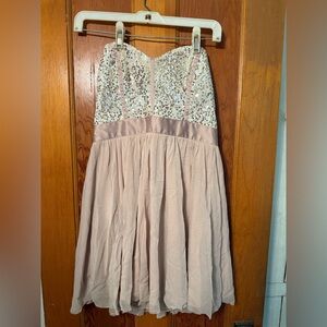 ASOS Strapless Dress in Pink and Silver